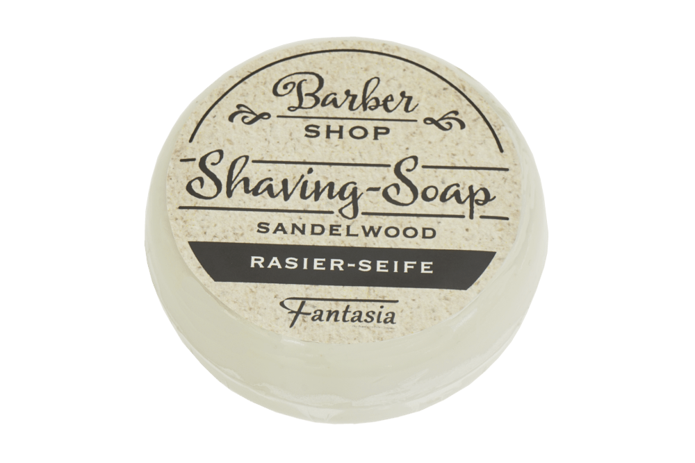 Barber - Shop Rasierseife rund 100g, Duft: Sandelholz, Ø 7 cm - Rasori Razors