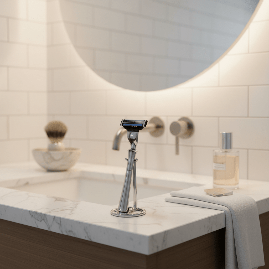 Mach 3 Edelstahlrasierer mit Ständer - Rasori Razors