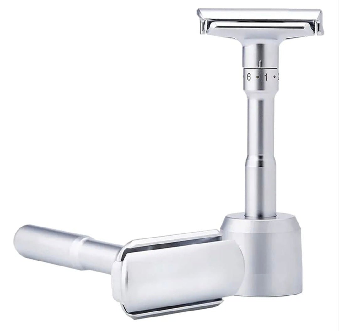 The Shave Factory Safety Razor Adjustable Matt mit Ständer - Rasori Razors